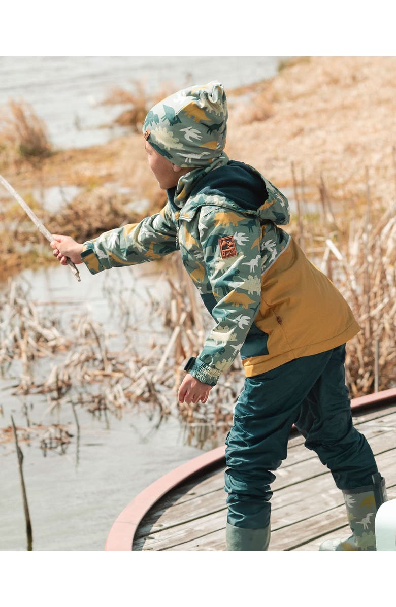 Deux par Deux Two-Piece Mid-Season Dinosaur Outerwear Set, Alternate, color, Green Dinosaur Print