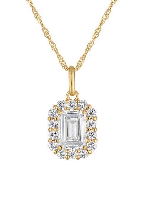 10k Gold Lab Grown Diamond Halo Pendant Necklace