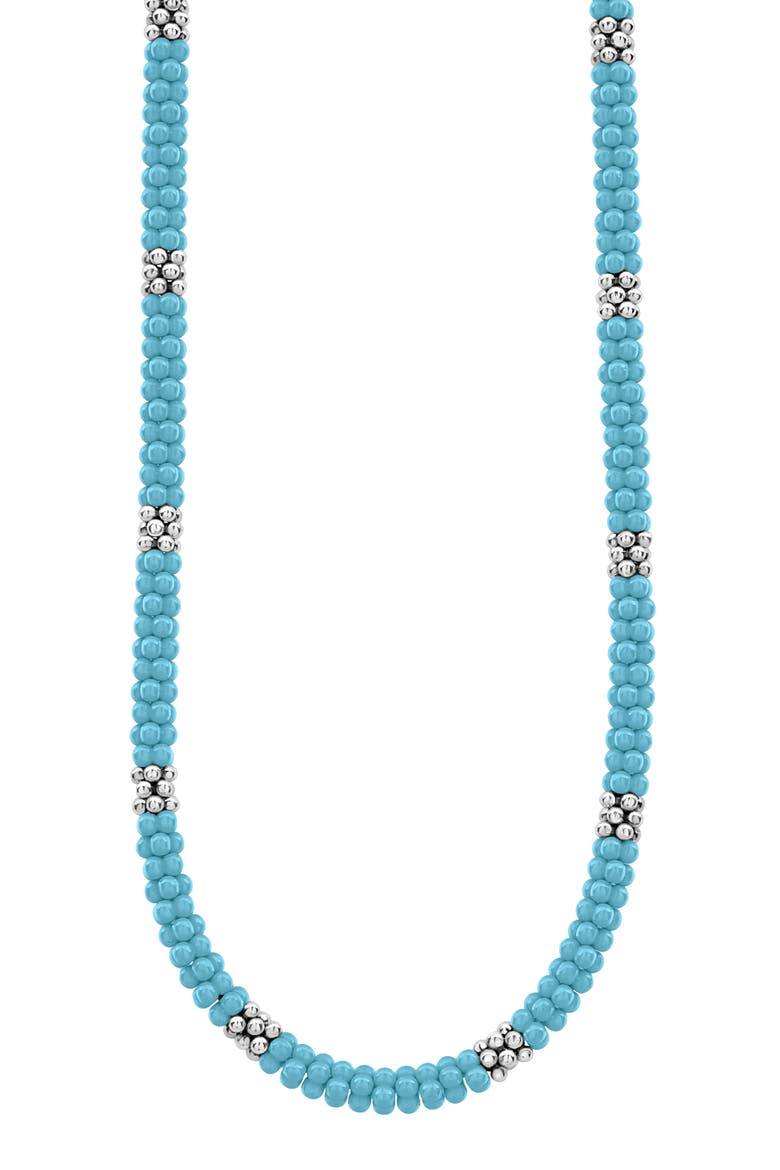 Blue Caviar Beaded Necklace, Alternate, color, SILVER/ BLUE