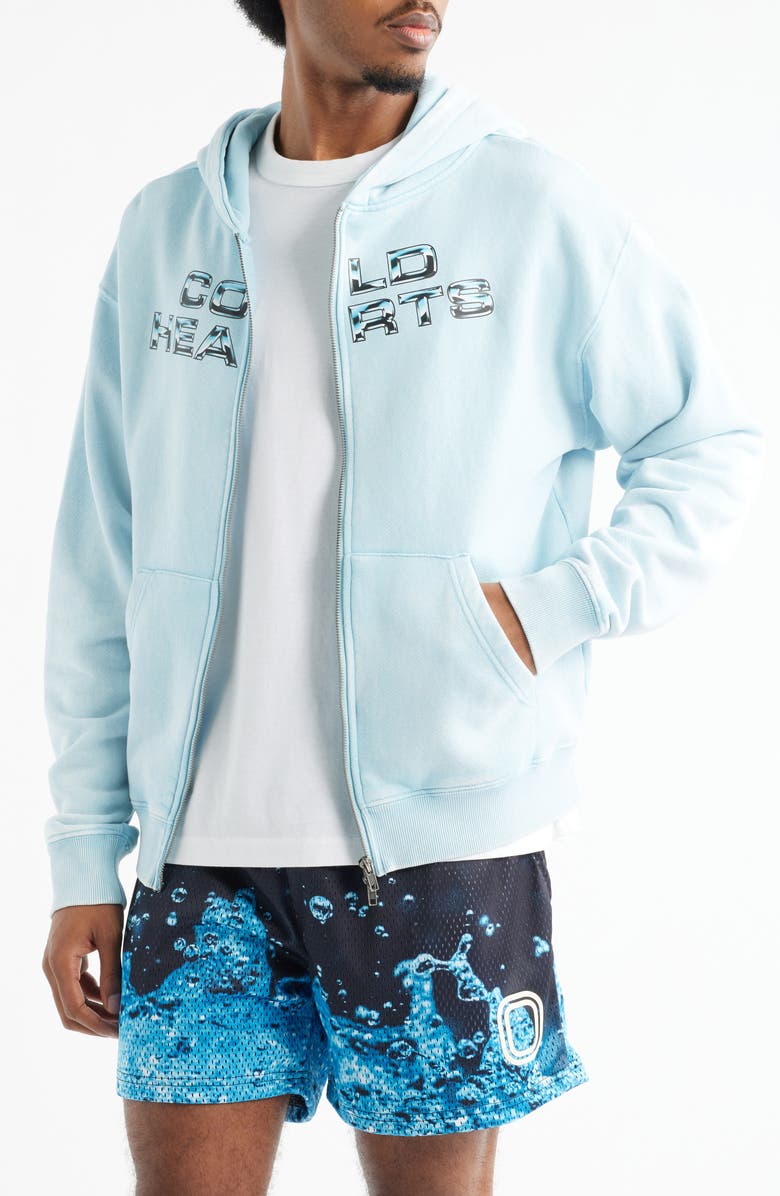 OVERTIME Cold Hearts Badge Zip Hoodie, Main, color, Blue
