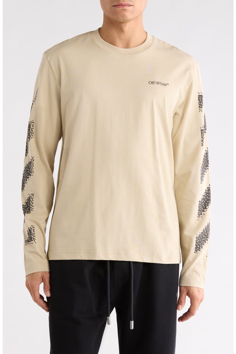 Pixel Diagonal Skate Long Sleeve T-Shirt, Main, color, BROWN RICE-BLACK
