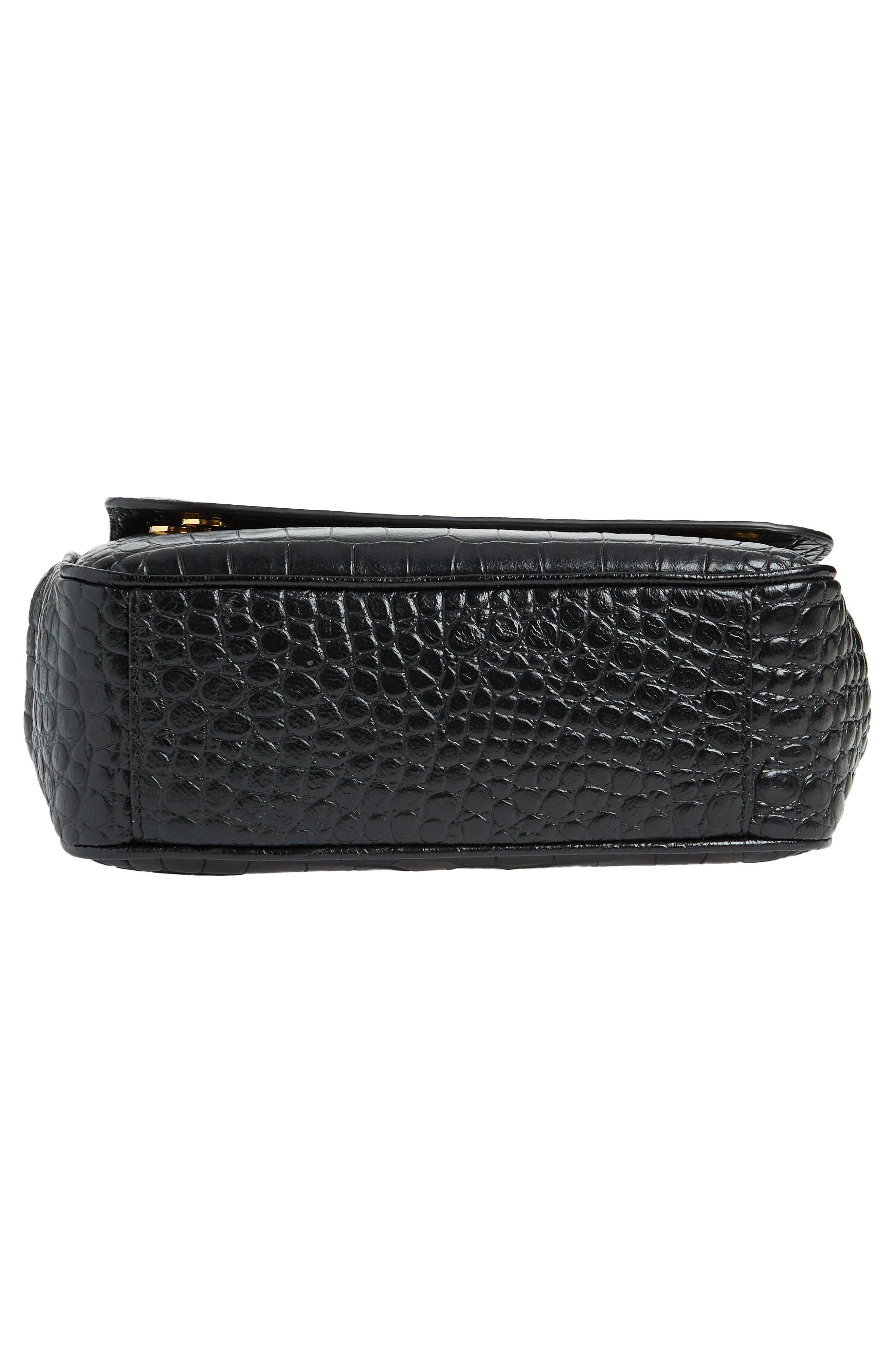 Moschino Logo Chain Croc Embossed Leather Crossbody Bag, Alternate, color, 