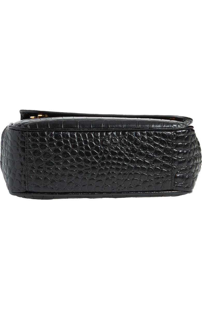 Moschino Logo Chain Croc Embossed Leather Crossbody Bag, Alternate, color,