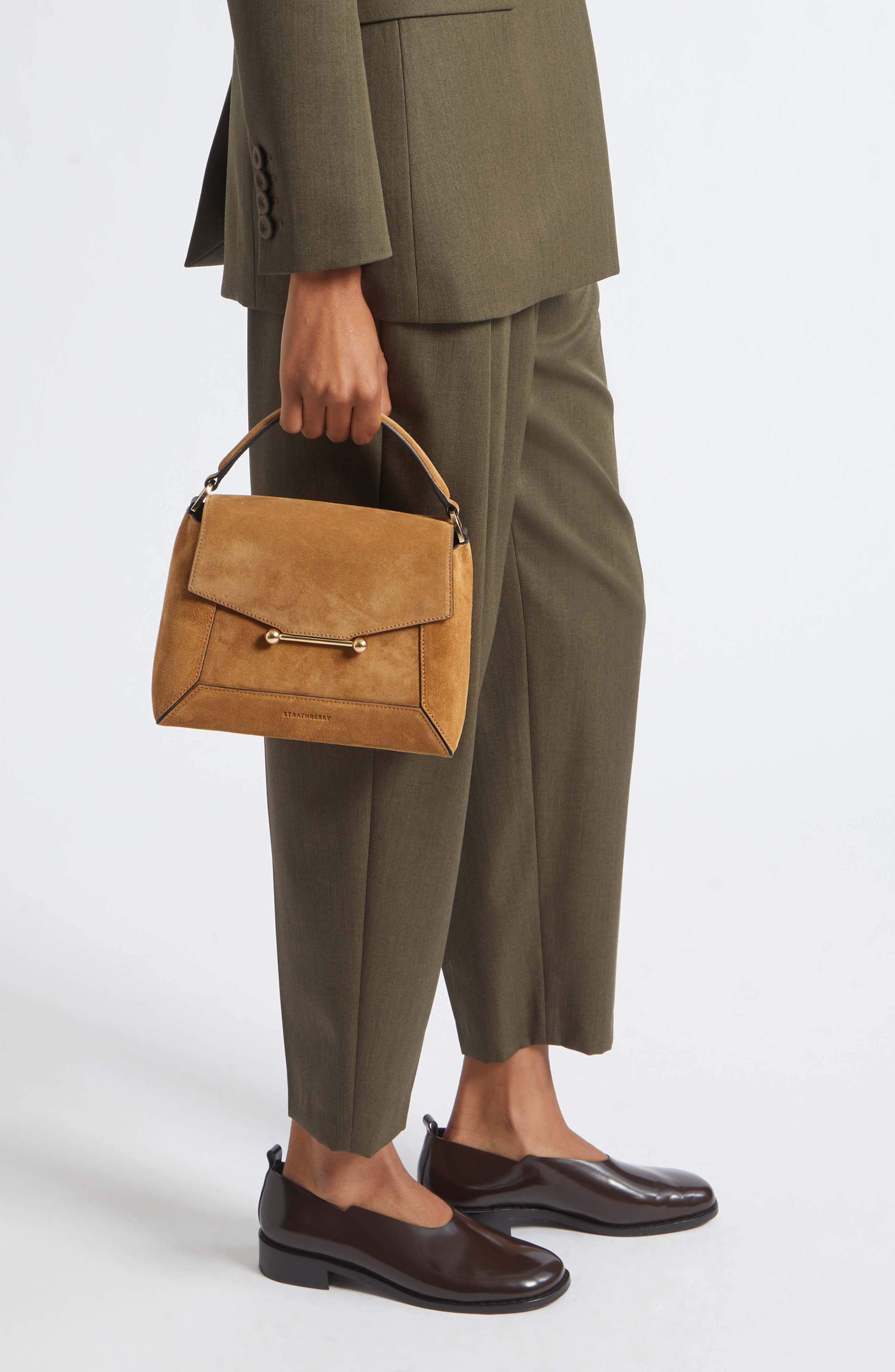 Mosaic Suede Top Handle Bag, Alternate, color, TOFFEE/ ESPRESSO