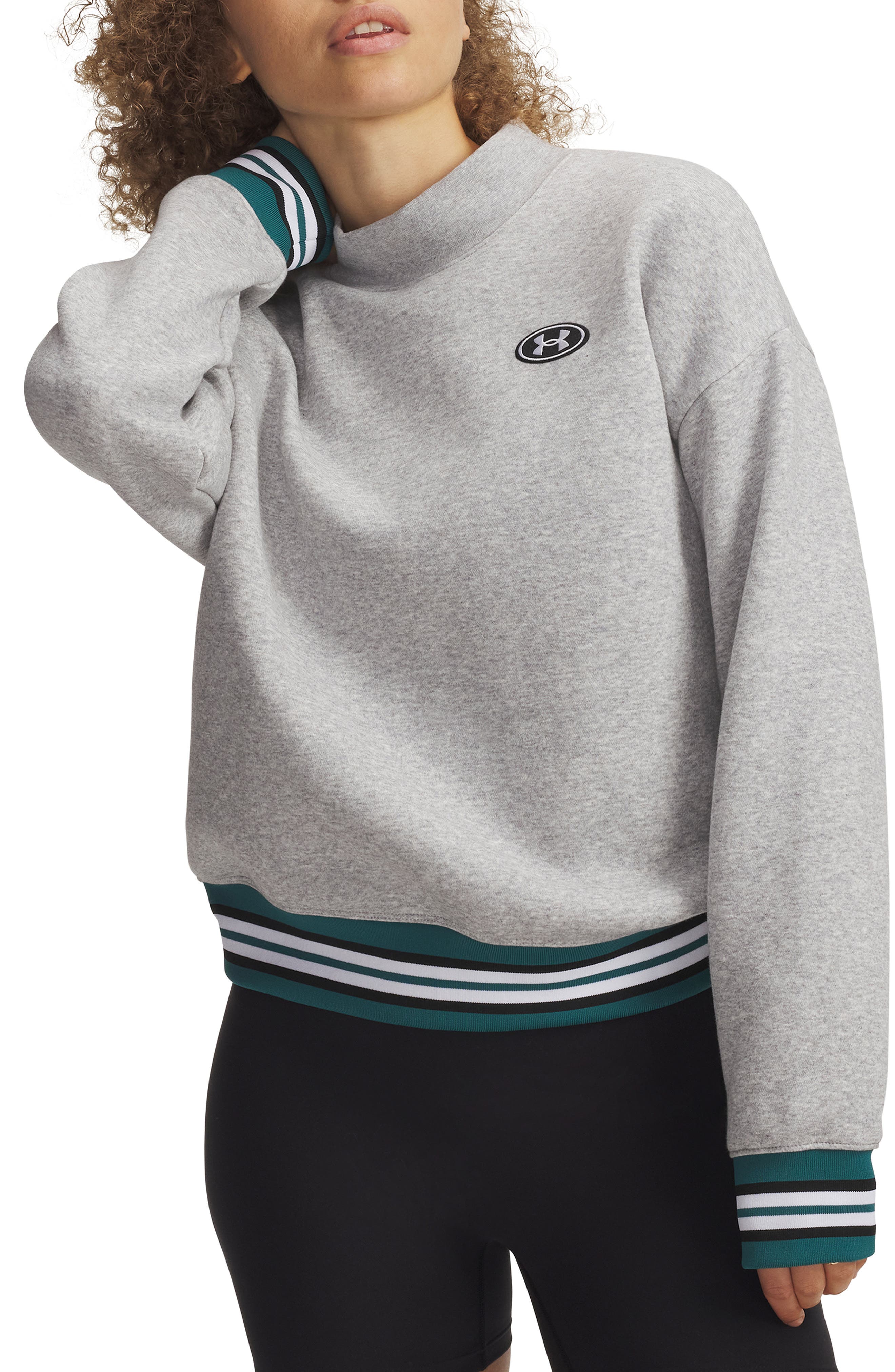 Under Armour Icon Patch Crewneck Sweatshirt In Gray