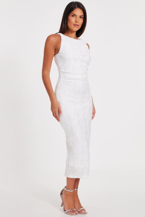 Quiz Jaquard Maxi Dress With Twist Strap In White