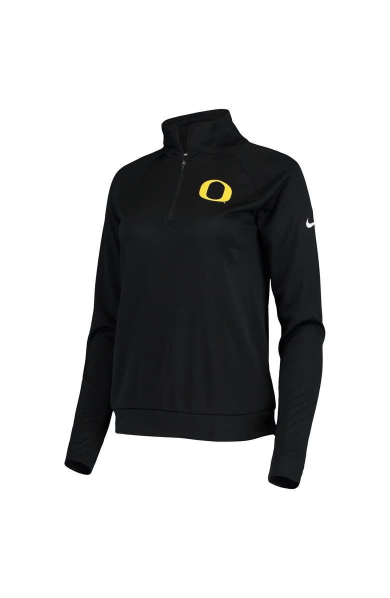 Nike Women's Nike Black Oregon Ducks Pacer Raglan Performance Quarter-Zip Jacket, Alternate, color, 