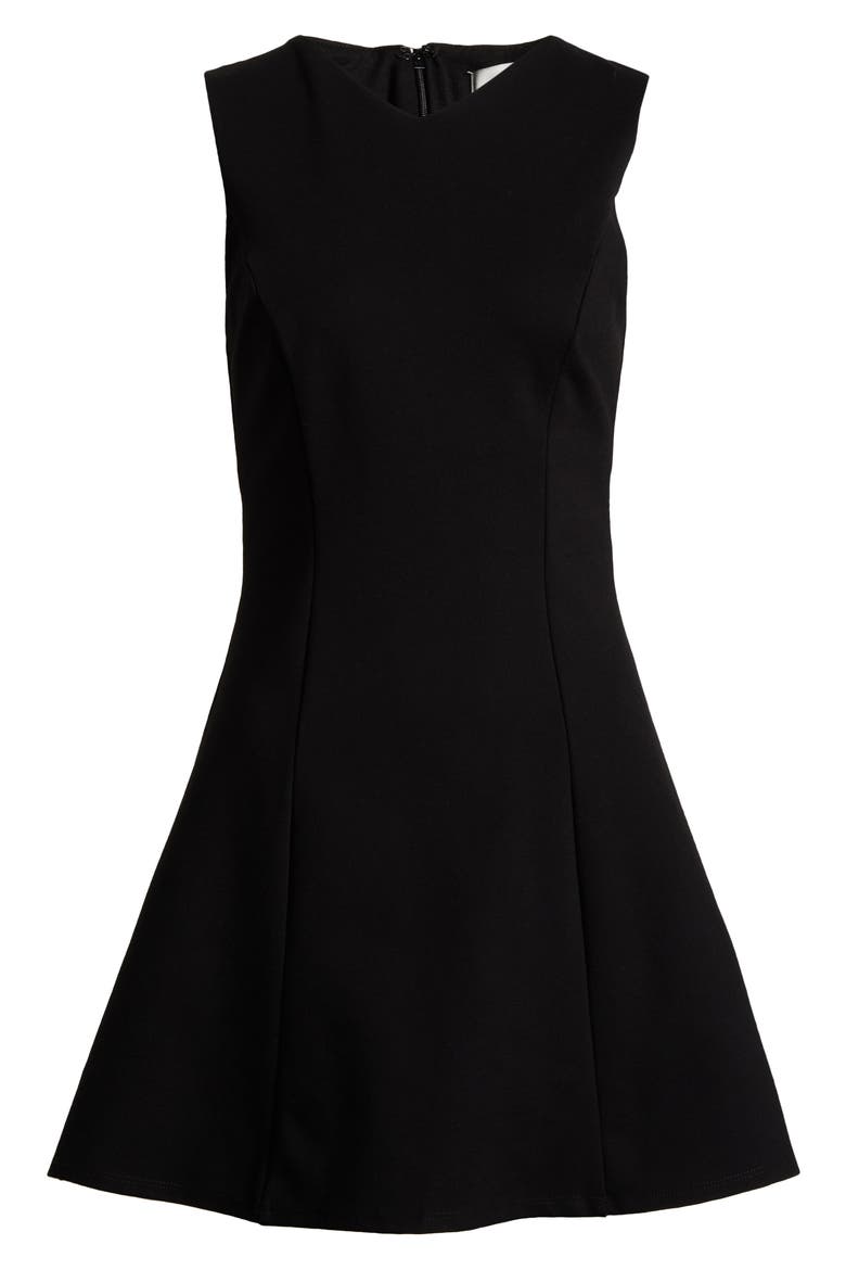 Ava Fit & Flare Knit Dress, Alternate, color, BLACK