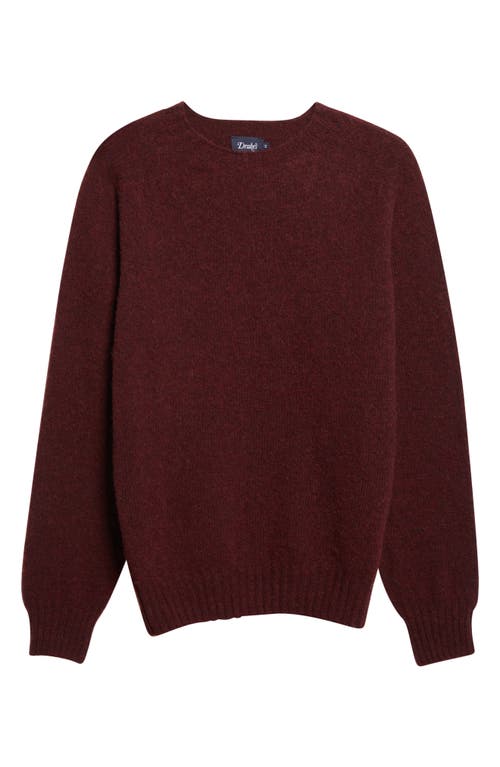 Drake's Brushed Shetland Lambswool Crewneck Sweater In Burgundy