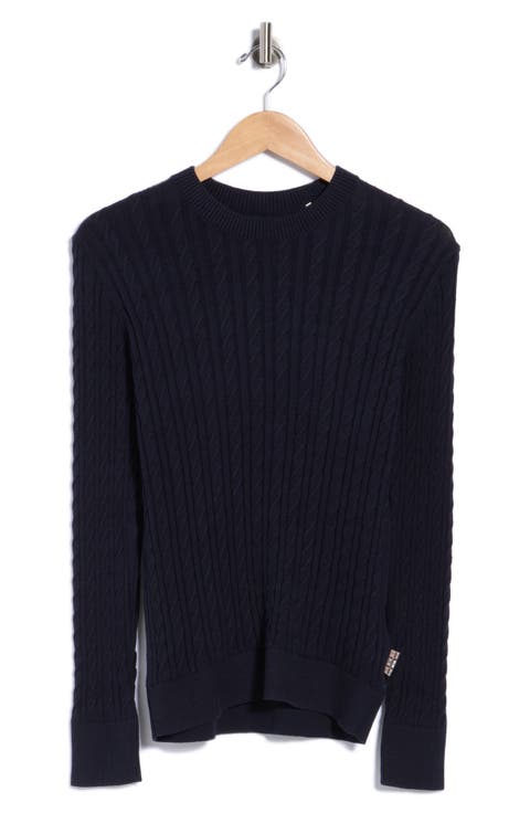 Hartland Cotton Cable Crewneck Sweater