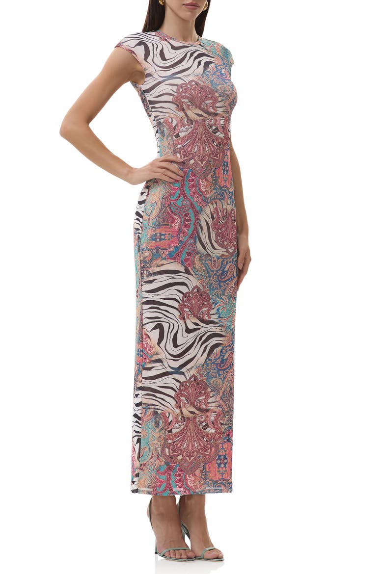 Cody Print Mesh Dress, Alternate, color, GILDED PAISLEY