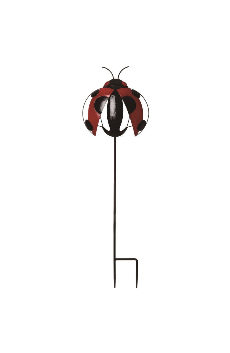 Transpac 34.63 Inch Red Spring Lady Bug Yard Stake Decorative Metal Garden Stake for Spring Decor, Main, color, Red