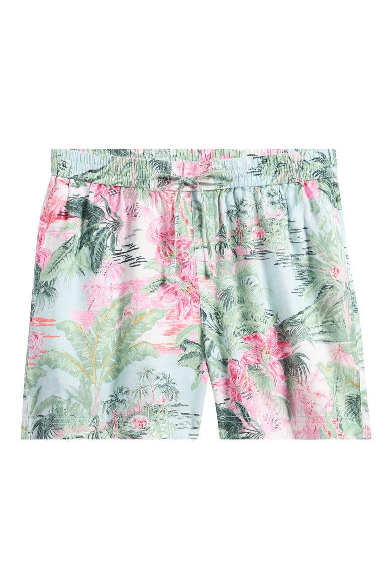 Garden Villa Linen Drawstring Shorts, Alternate, color, CANAL BLUE