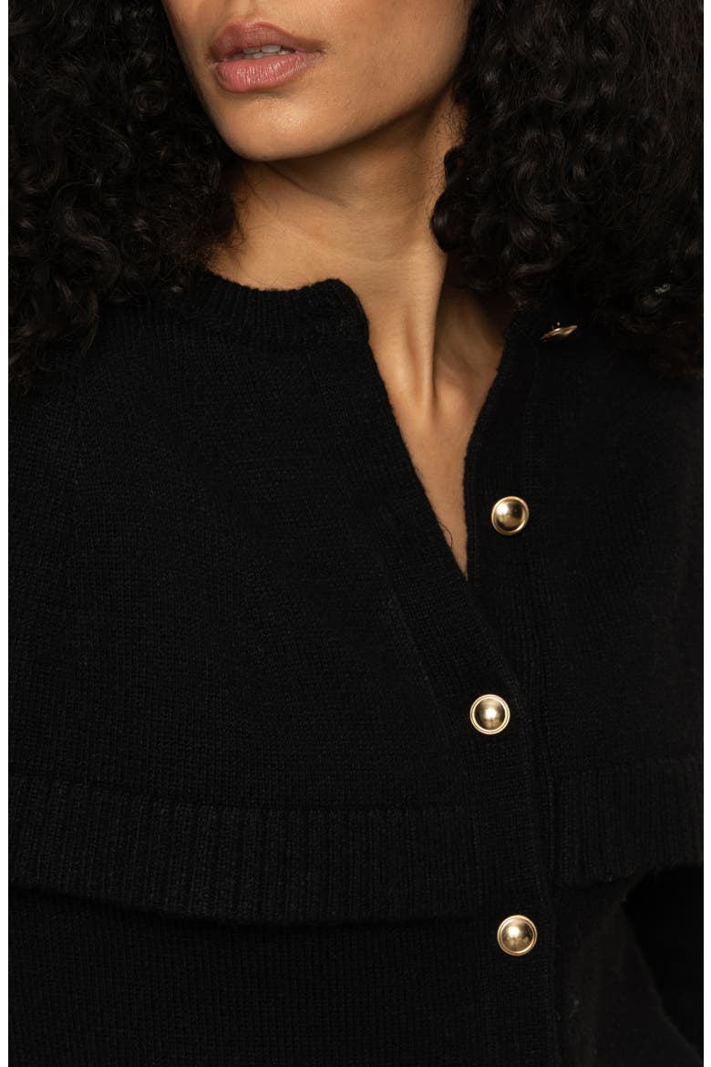 Cape Detail Cardigan, Alternate, color, BLACK