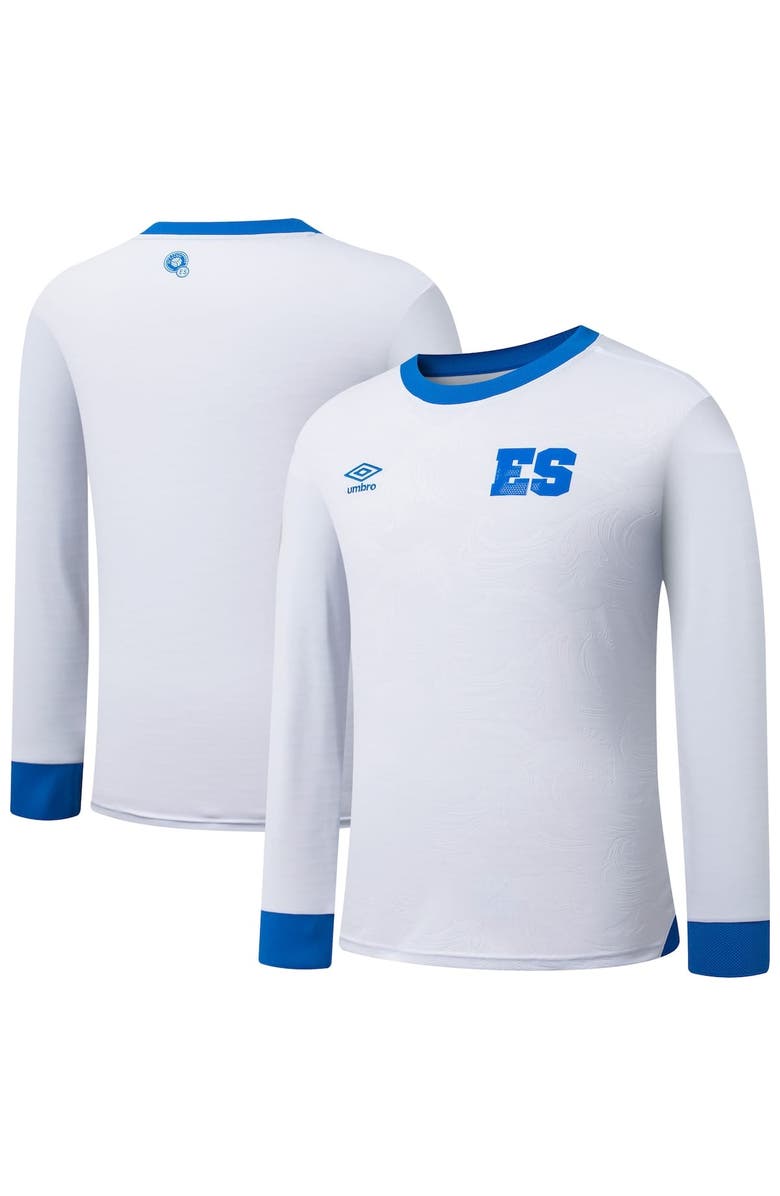 Umbro Men's Umbro White El Salvador National Team 2025 Away Replica Long Sleeve Jersey, Main, color, White