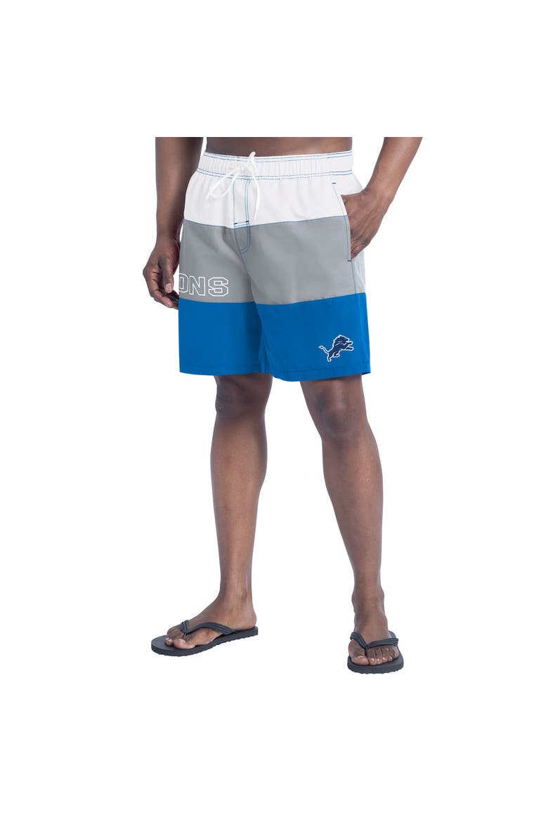 Men's G-III Sports by Carl Banks  Blue/Silver Detroit Lions Sunrise Volley Swim Shorts, Main, color, Blue