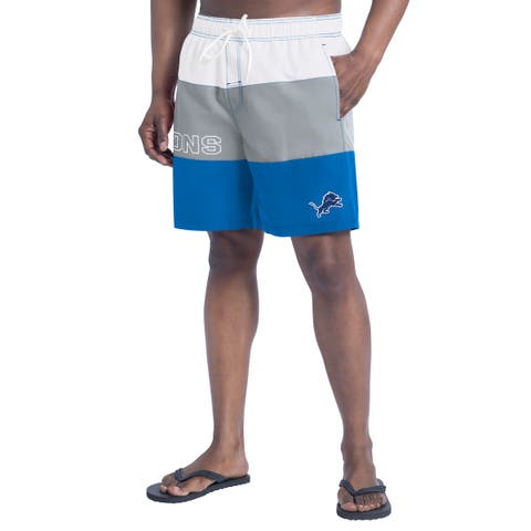 Men's G-III Sports by Carl Banks  Blue/Silver Detroit Lions Sunrise Volley Swim Shorts
