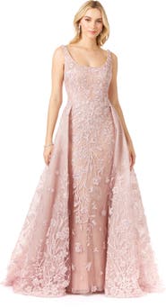 LARA New York Overskirt Lace Fitted Gown