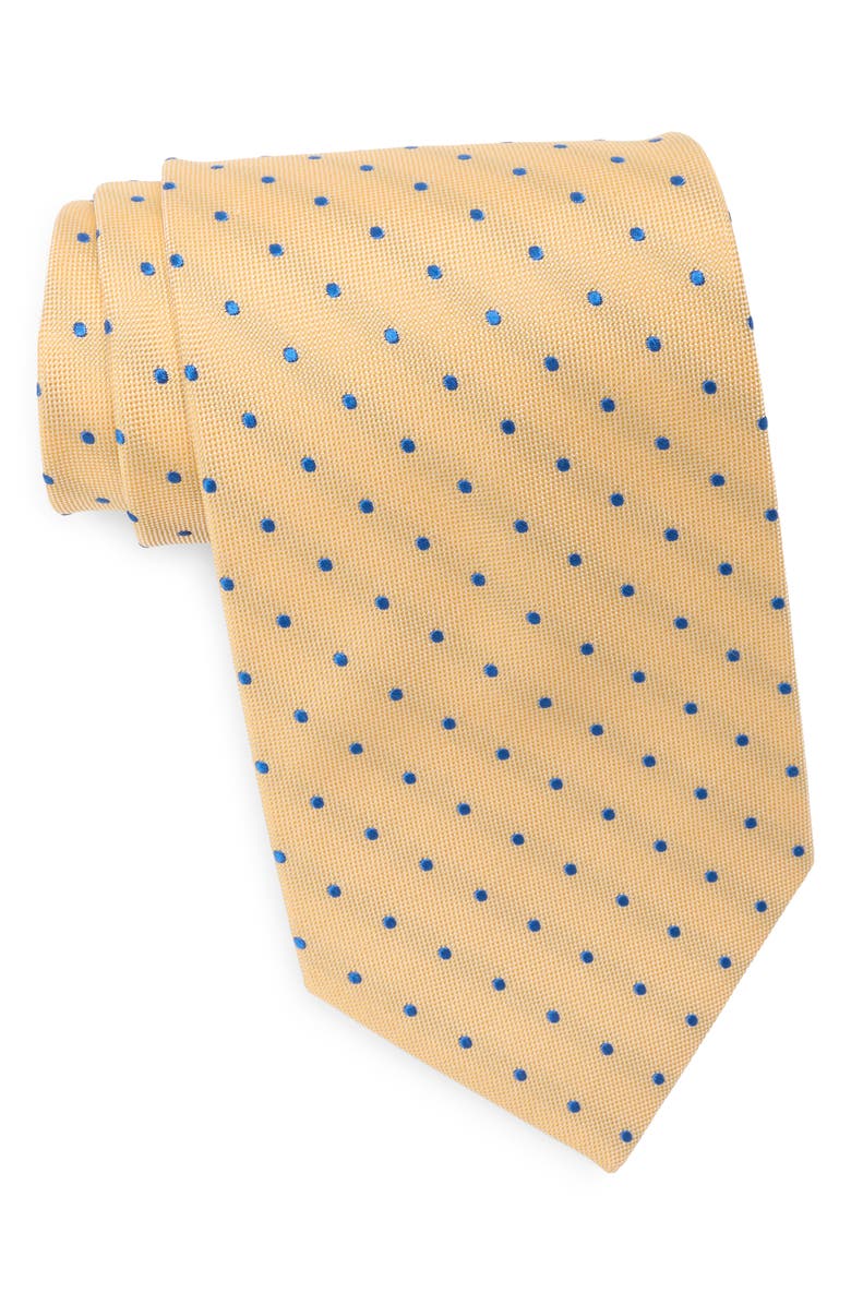 Brooks Brothers Tex Framed Dot Tie, Main, color, Yellow