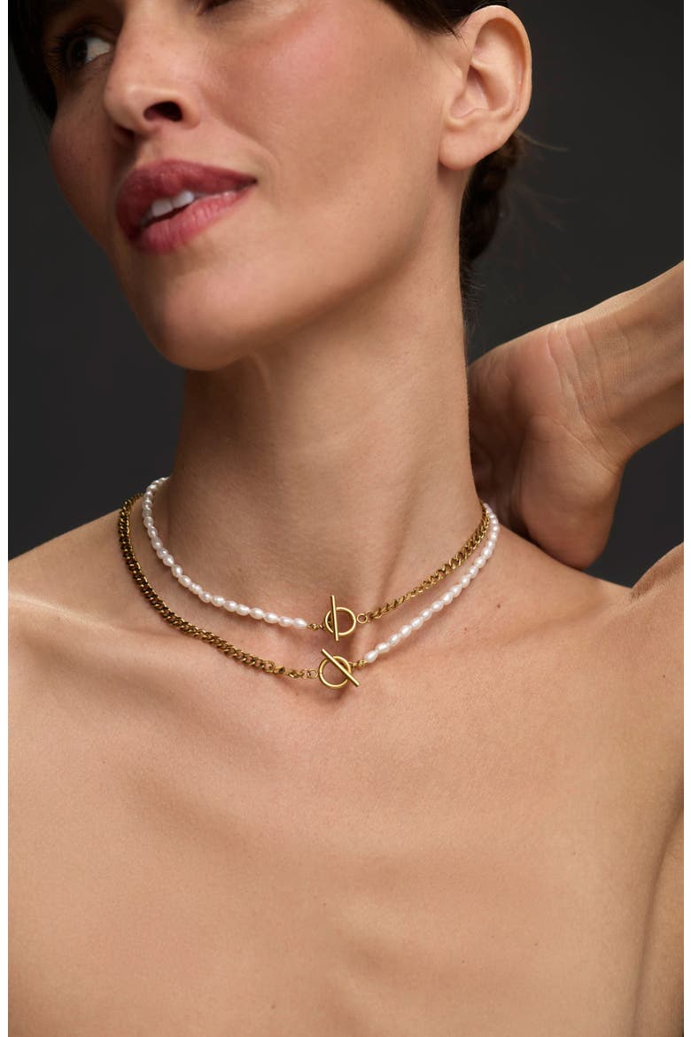 Freshwater Pearl Split Necklace, Alternate, color, WHITE