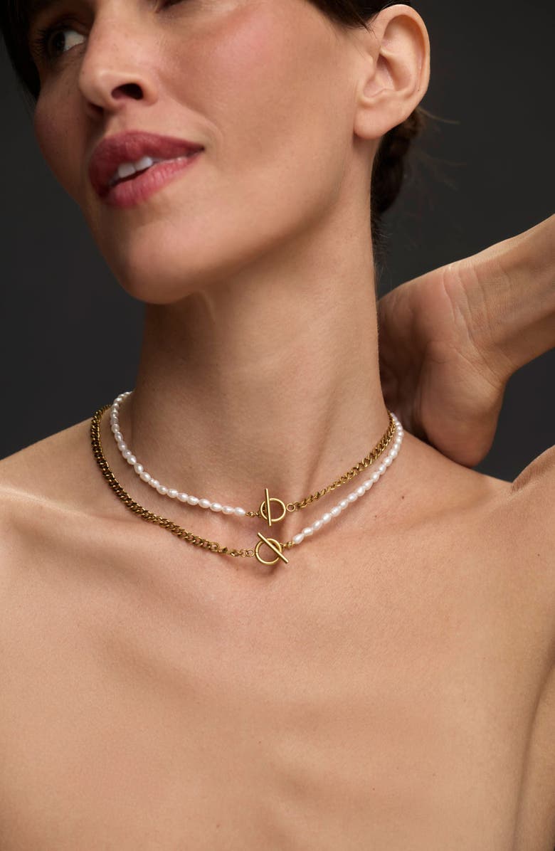 st. Moran Freshwater Pearl Split Necklace, Alternate, color, White