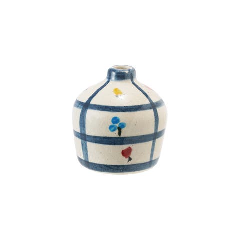 Vase with Flowers and Grid Pattern