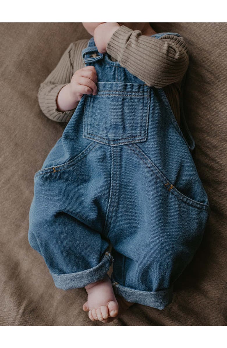 The Simple Folk The Oversized Denim Dungaree, Alternate, color, Mid Denim