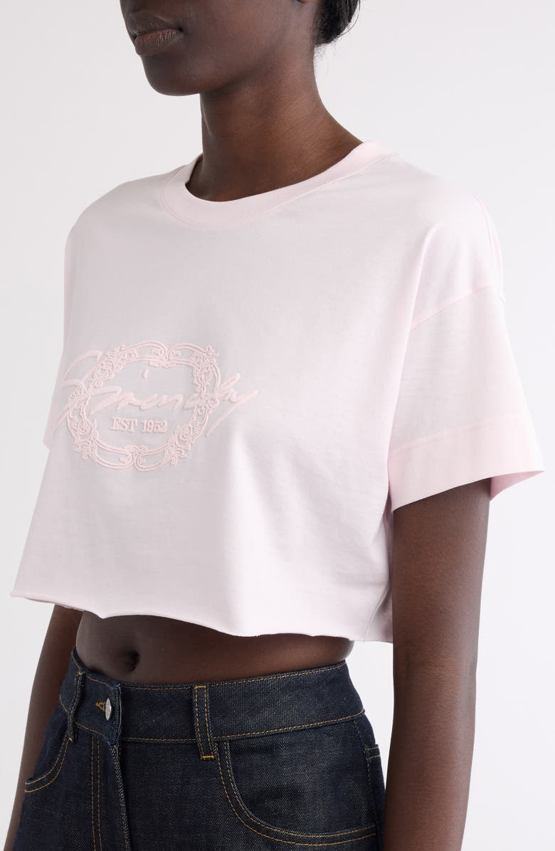 Givenchy Logo Embroidered Crop T-Shirt, Alternate, color, 