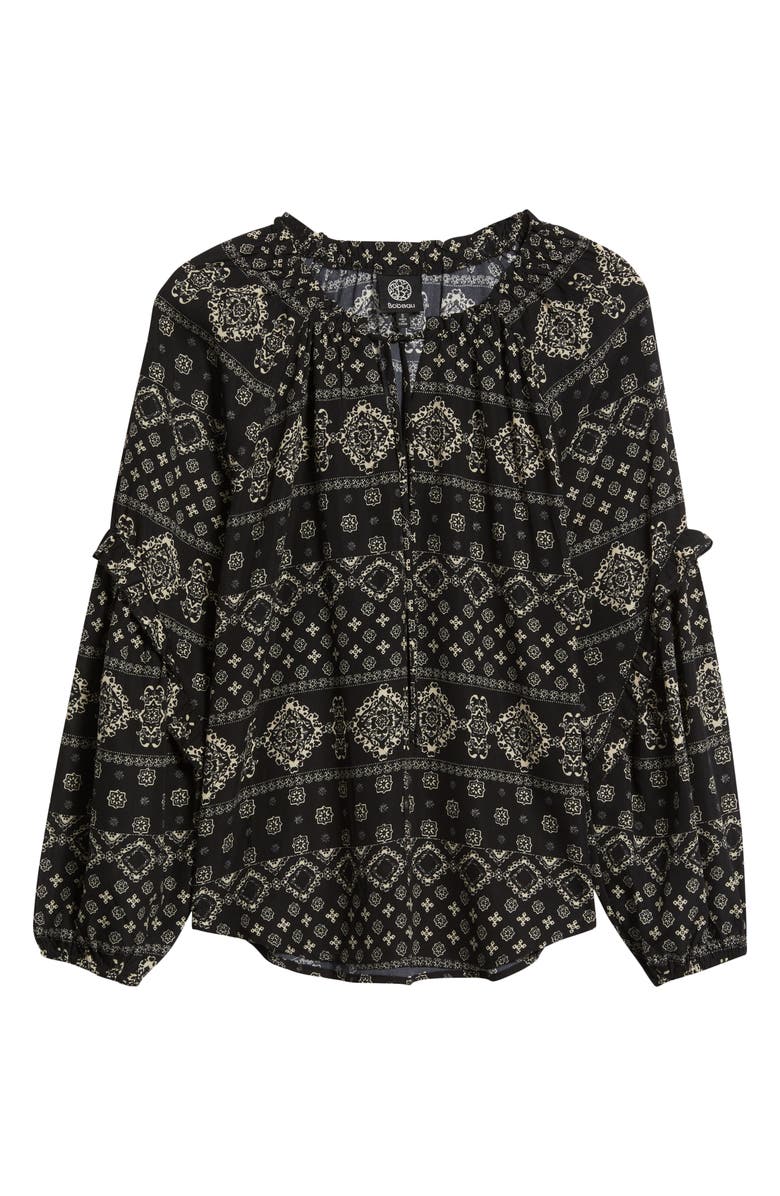 Bobeau Paisley Print Long Sleeve Woven Shirt, Alternate, color, Black/ Oatmeal