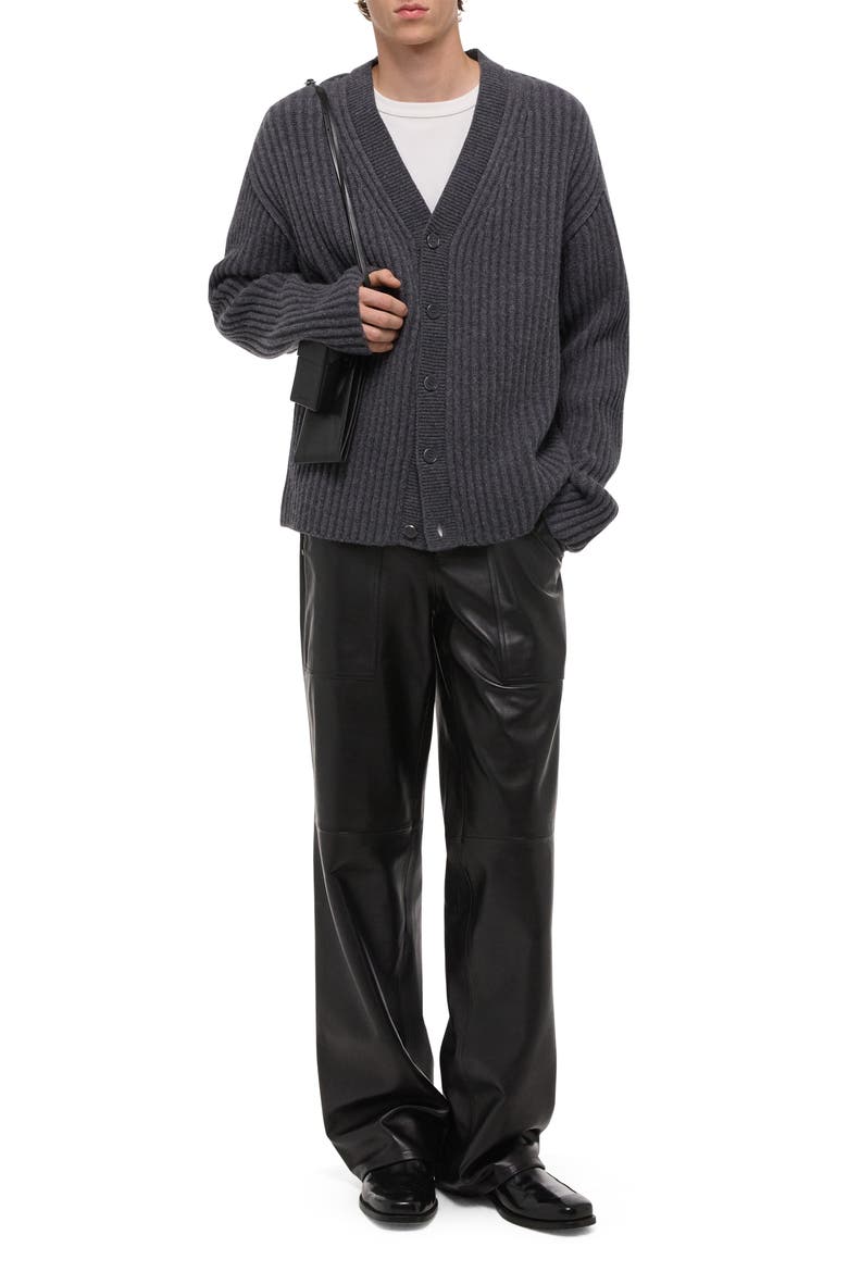 Zephir Oversize Ribbed Wool Blend Cardigan, Alternate, color, CHARCOAL
