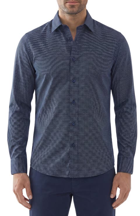 Stretch Dot Button Up Shirt