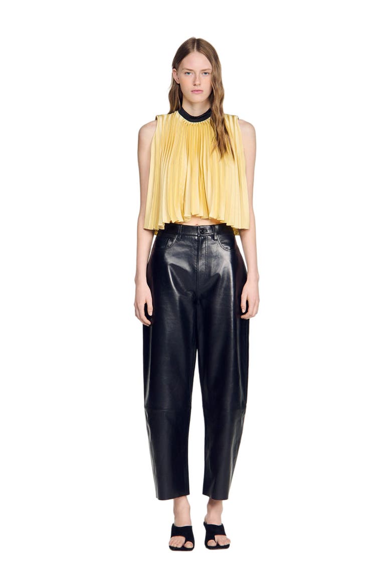 Pleated tie-back top, Alternate, color, Straw