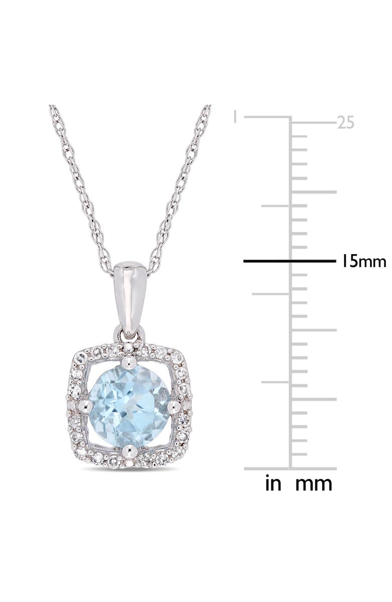 Julianna B. Gemstone 
Diamond Square Halo Necklace 10K, Alternate, color, Blue Topaz/White Gold