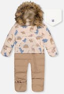 Deux par Deux Dinosaur Snug Car Seat Fleece Neckwarmer One Piece Snowsuit