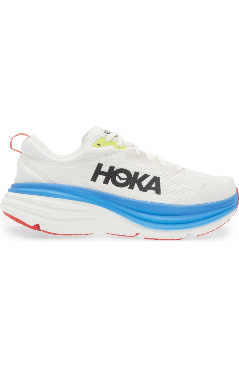HOKA Bondi 8 Running Shoe, Alternate, color, Blanc De Blanc / Virtual Blue