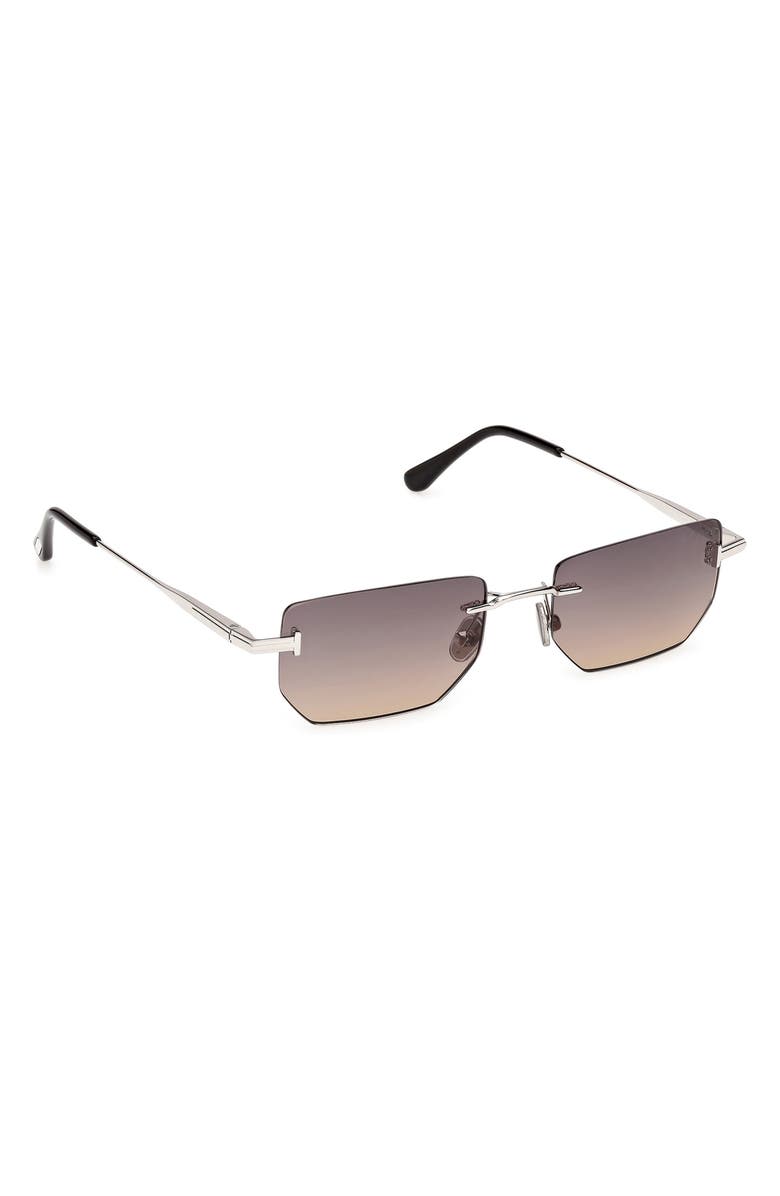 TOM FORD Ethan 53mm Geometric Sunglasses, Alternate, color, Shiny Palladium / Smoke Lens
