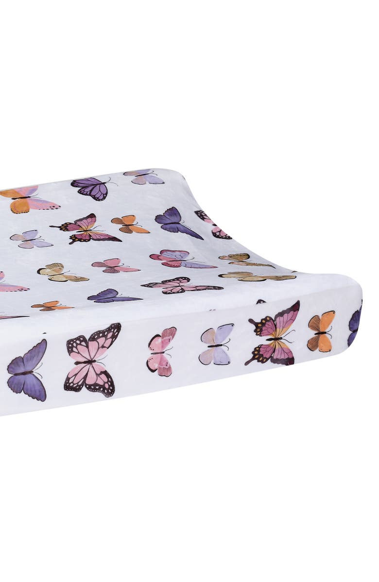 Lambs & Ivy Butterfly Dreams Soft/Cozy Fleece Changing Pad Cover, Alternate, color, White