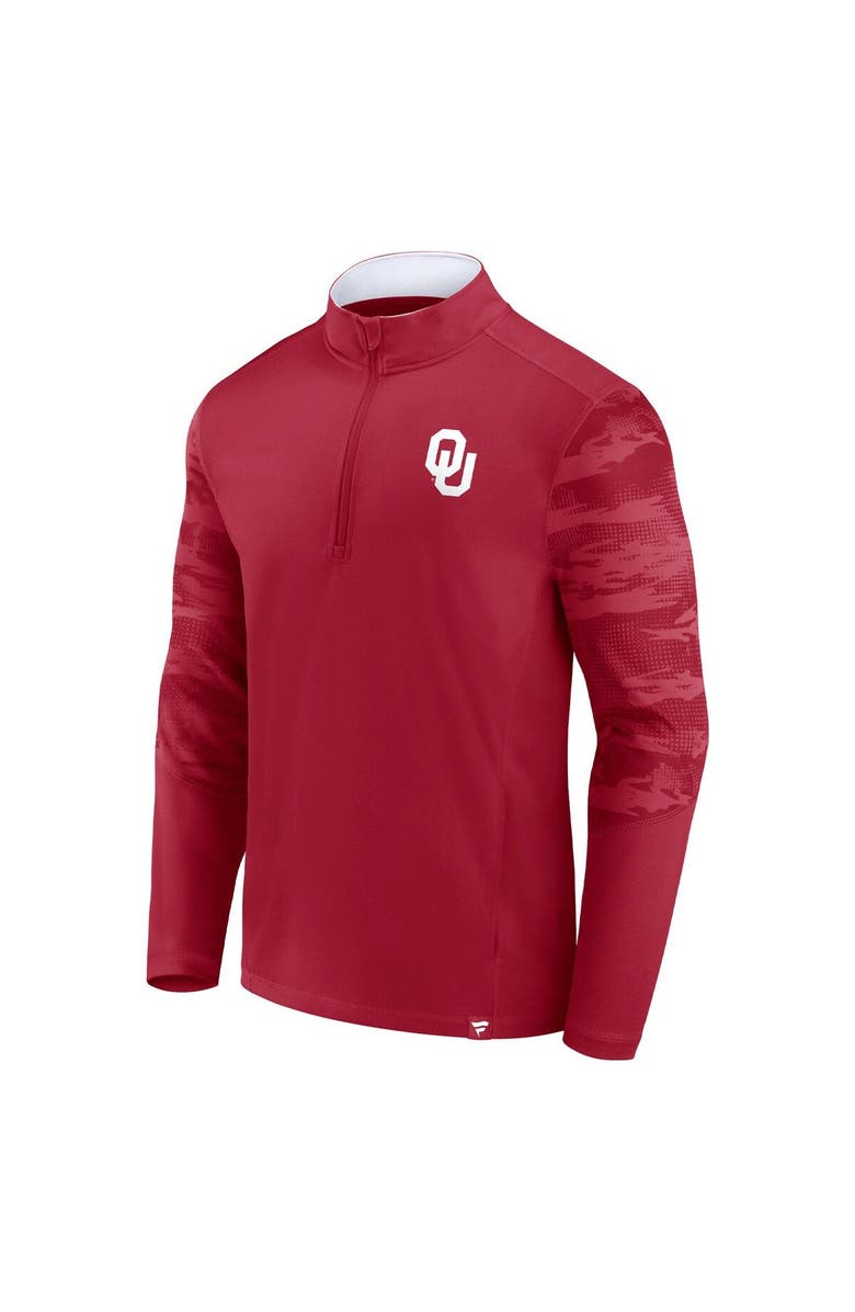 FANATICS Men's Fanatics Branded Crimson Oklahoma Sooners Ringer Quarter-Zip Top, Alternate, color, 