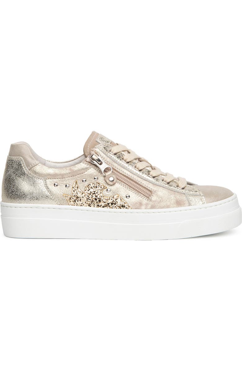 NeroGiardini Metallic Side Zip Sneaker, Alternate, color,