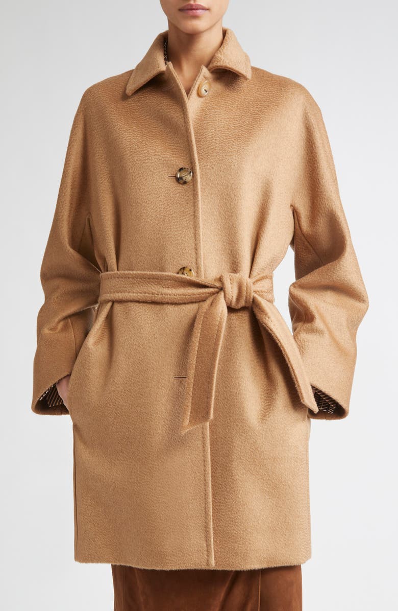 Max Mara Filato Belted Camel Hair Wrap Coat, Main, color, Camel