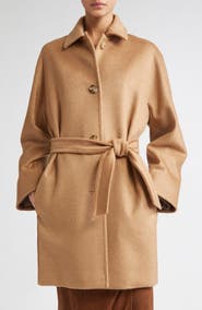 Max Mara Filato Belted Camel Hair Wrap Coat