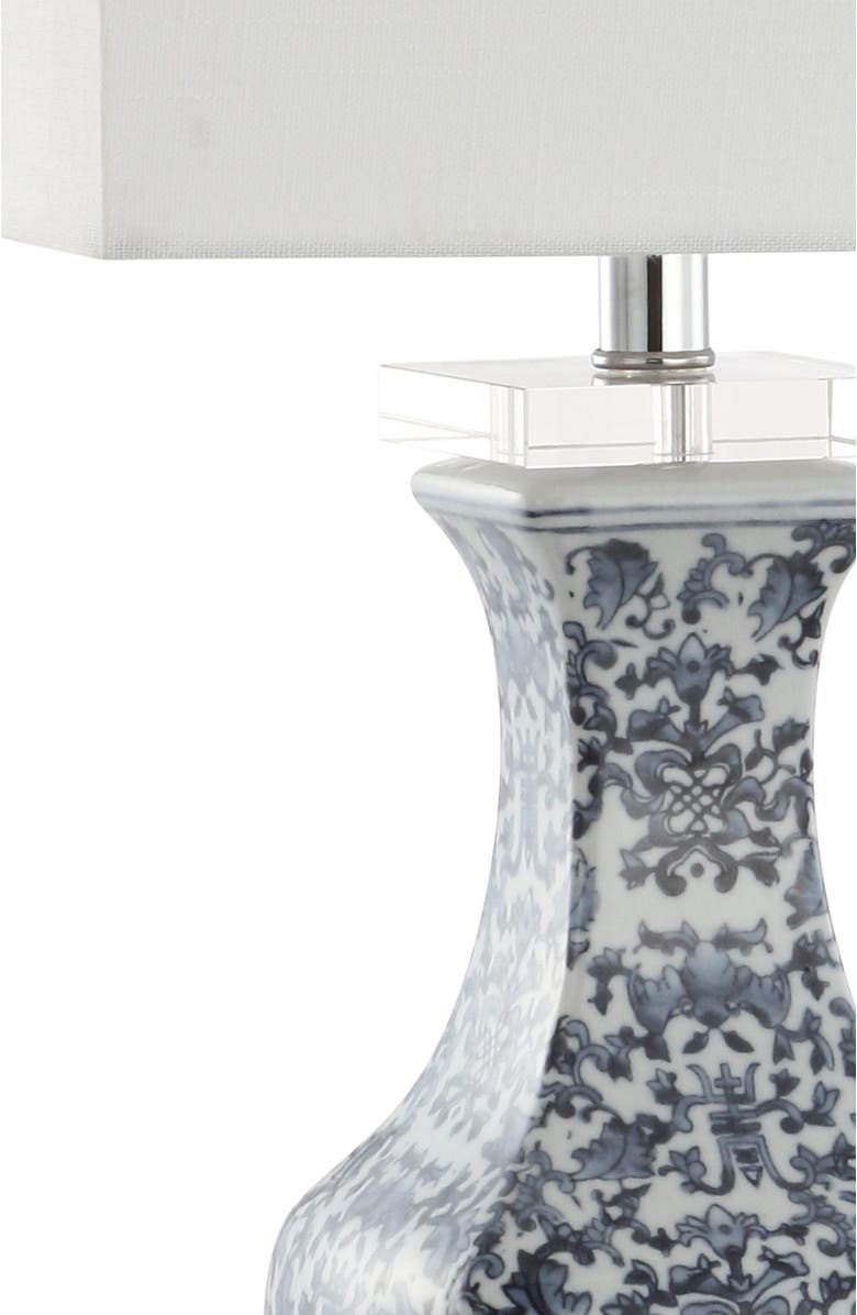JONATHAN Y May 28" Ceramic/Crystal LED Table Lamp, Blue/White, Alternate, color, Blue/White