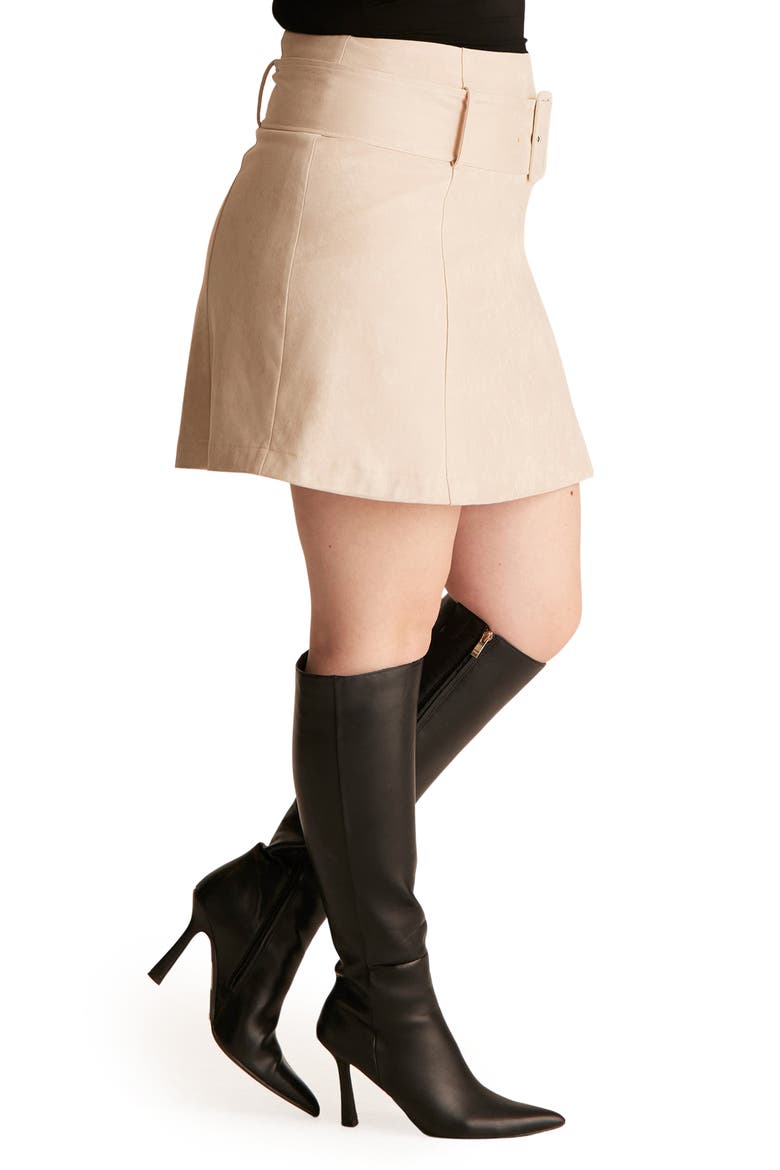 Rowan Belted Miniskirt, Alternate, color, BONE