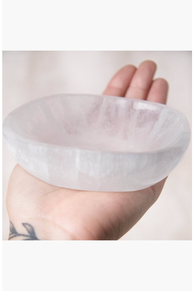 Handcrafted Selenite Crystal Recharging Bowl, Alternate, color, Translucent White