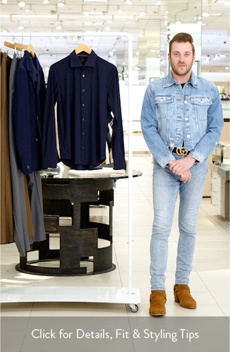 Piccadilly Solid Knit Nylon Blend Dress Shirt, sales video thumbnail