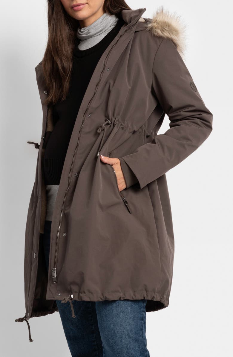 Seraphine 3-in-1 Maternity Parka with Faux Fur Trim Hood, Alternate, color, 