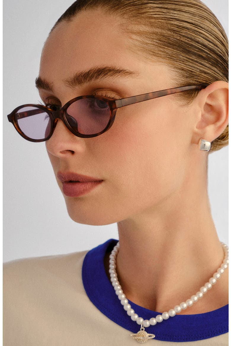 Earthshine 54mm Oval Sunglasses, Alternate, color, AMBER TORT / LAVENDAR TINT