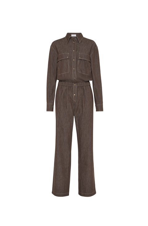 Lightweight no-fade denim jumpsuit