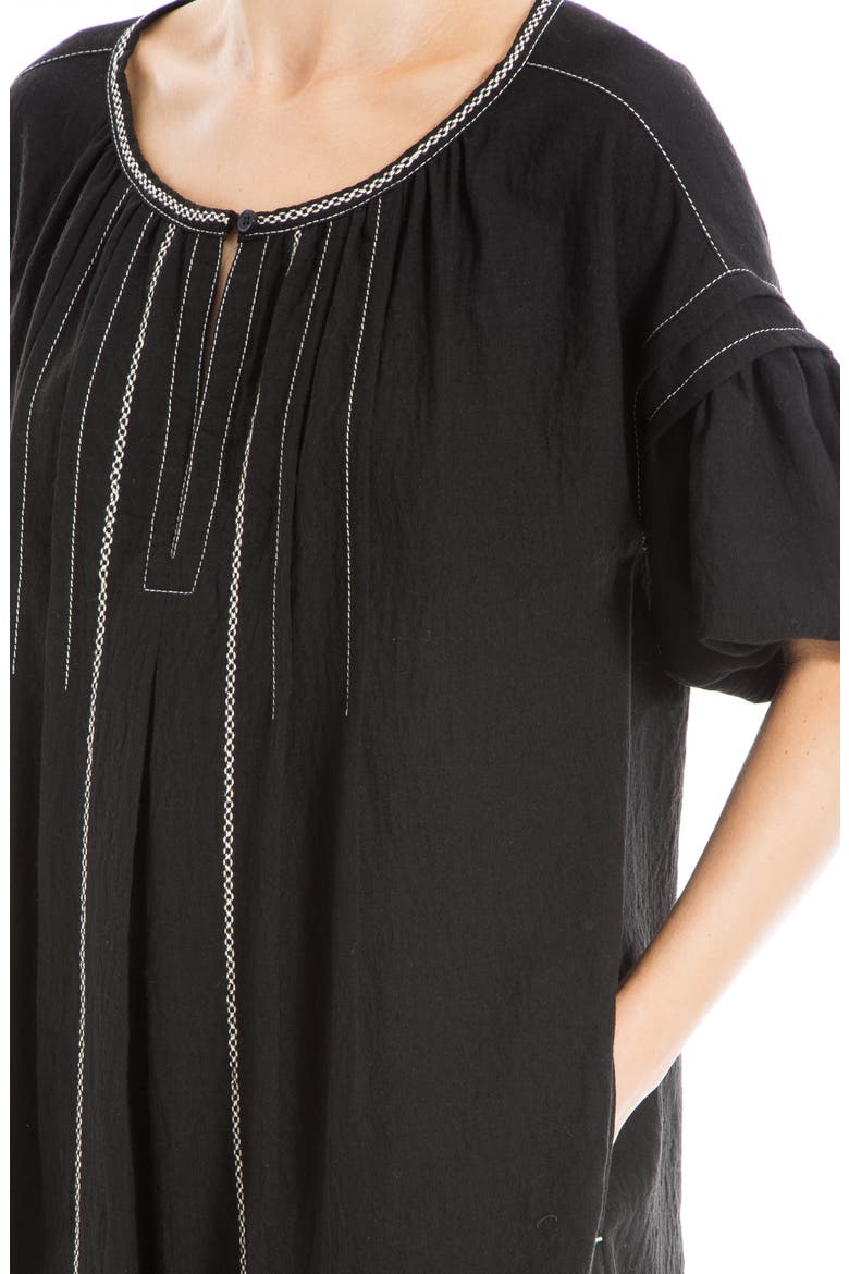 Bubble Sleeve Mini Dress, Alternate, color, BLACK-BLACK