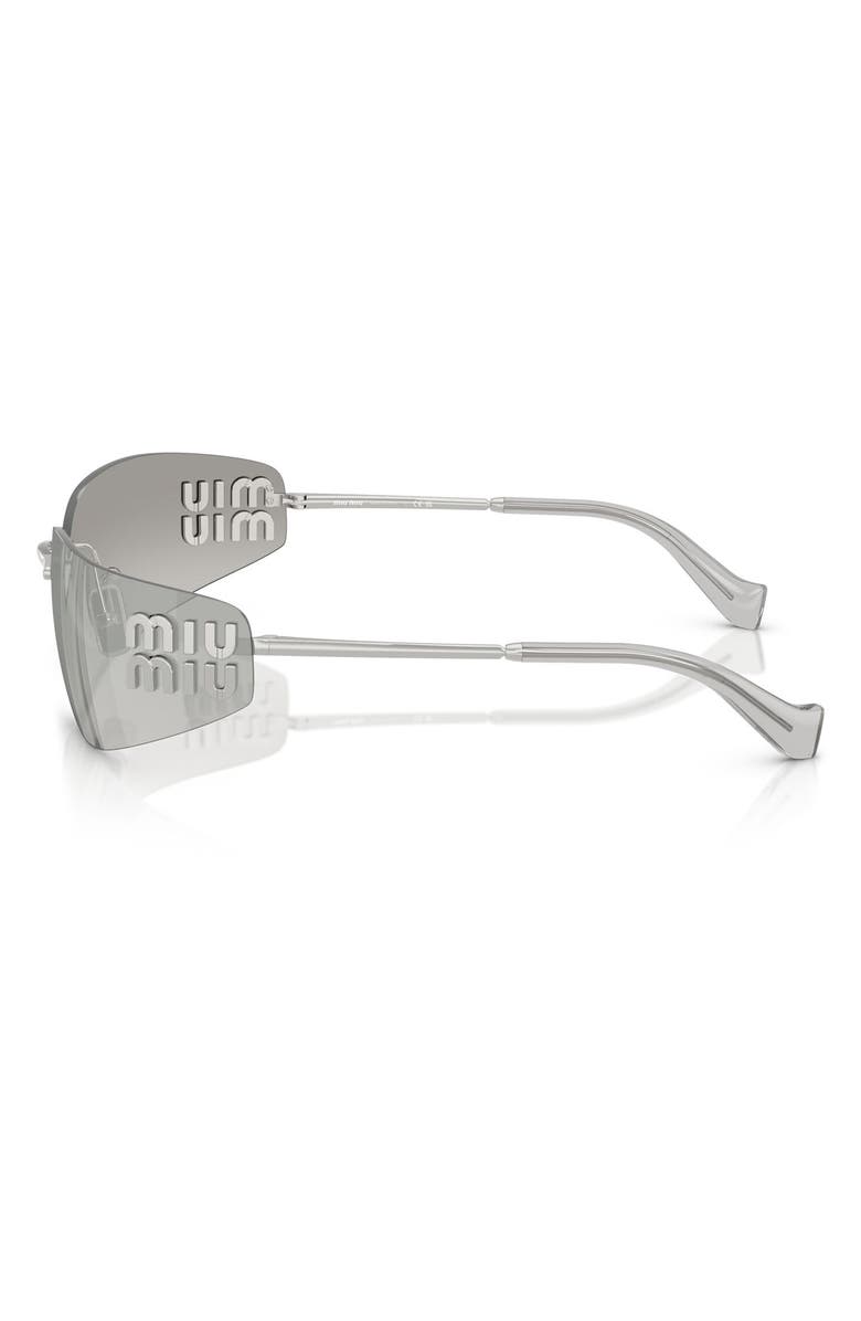 Miu Miu 75mm Oversize Rectangular Wrap Sunglasses, Alternate, color, Silver / Silver Mirror